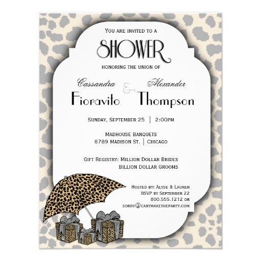 Leopard Print And Silver Accent Shower Invite