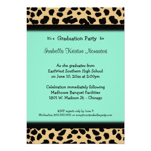 Leopard Print And Teal Accent Party Photo Invite