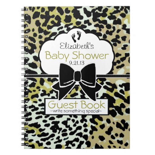 Leopard Print Baby Shower Guest Book Spiral Notebook Zazzle