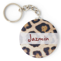 Leopard Print Big Cat Real Fur Pattern Design Keychains