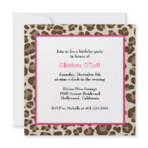 leopard print birthday party custom invite