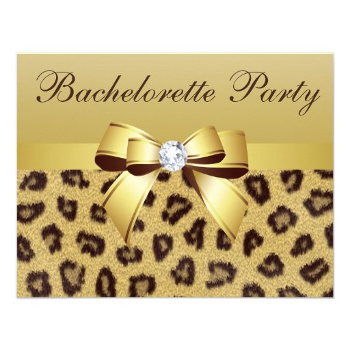 Leopard Print, Bow & Diamond  Bachelorette Party Invites