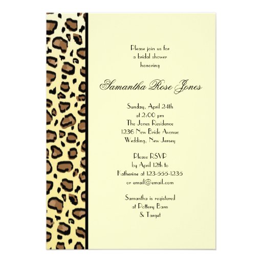 Leopard Print Bridal Shower Invitation Left Stripe