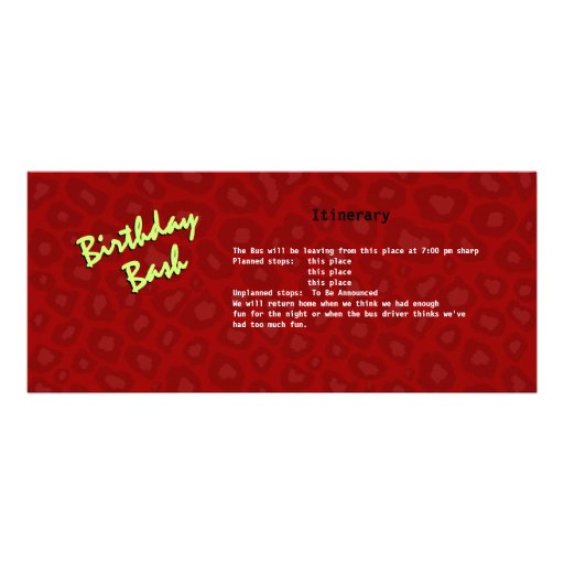 Leopard Print Bus Pass Birthday Party Custom Invite