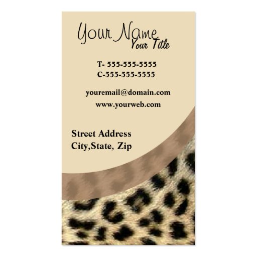 Leopard Print  Business Card Template (back side)