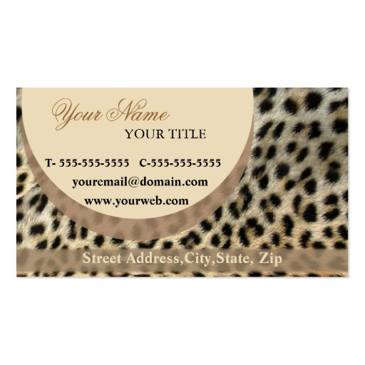 Leopard Print  Business Card Template (back side)