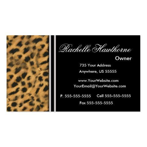 Leopard Print  Business Cards ~ Black (back side)