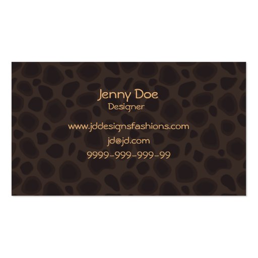 leopard print chic business cards (back side)