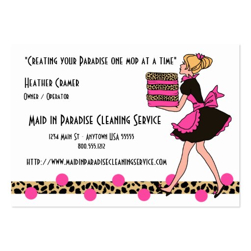 Leopard Print Cleaning Service Business Cards