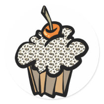 leopard print cupcake stickers