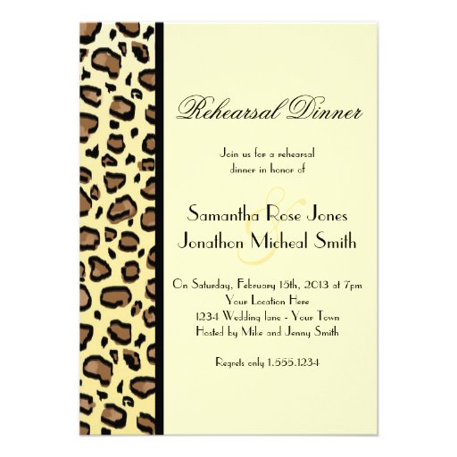 Leopard Print Custom Rehearsal Dinner Personalized Invites