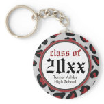 Leopard Print Customized Graduation Keychain red