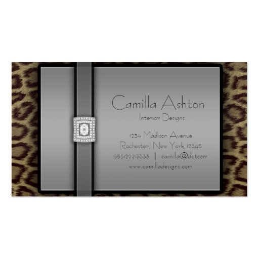 Leopard Print & Diamonds Business Cards