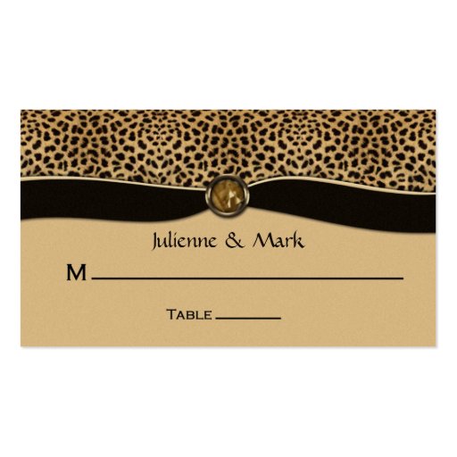 Leopard Print FAUX Ribbon Jewel Place Cards Business Cards (front side)