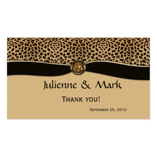 Leopard Print FAUX Ribbon Jewel Wedding Favor Business Card (front side)