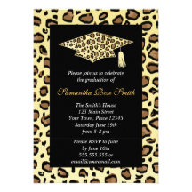 Leopard Print Graduation Party Personalized Invite