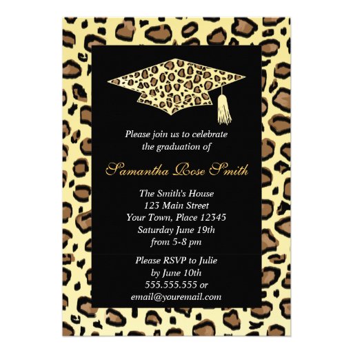 Leopard Print Graduation Party Personalized Invite