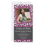 Leopard Print Graduation Photo Announcement (pink) photo cards
