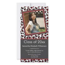 Leopard Print Graduation Photo Announcement (red) photo cards
