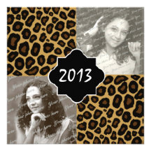 Leopard Print Graduation Photo Announcements