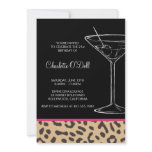 leopard print martini birthday invites