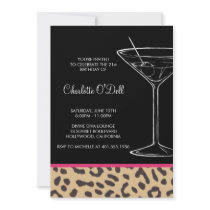 leopard print martini birthday invites