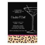 leopard print martini birthday invitations