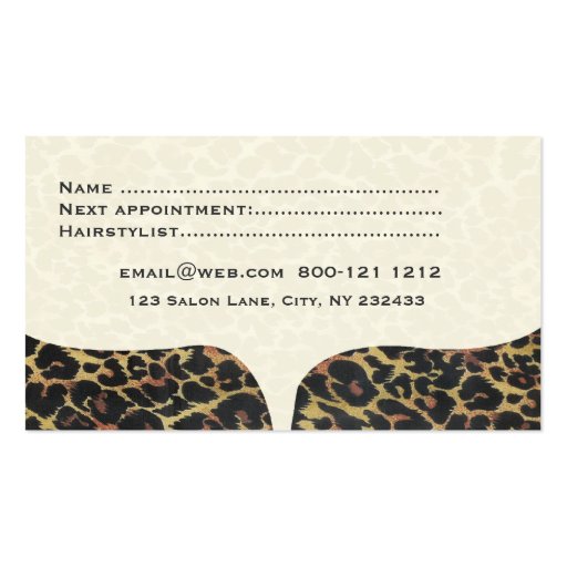 Leopard Print Massage Salon Business Card (back side)