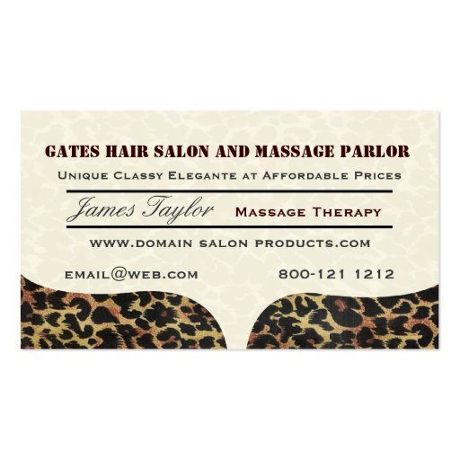Leopard Print Massage Salon Business Card (front side)