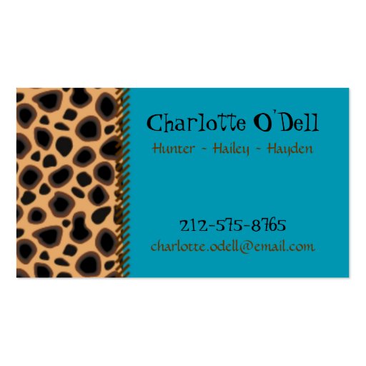 leopard print mommy card business card (front side)