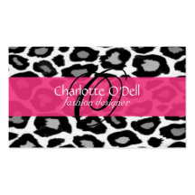 leopard print monogram business card