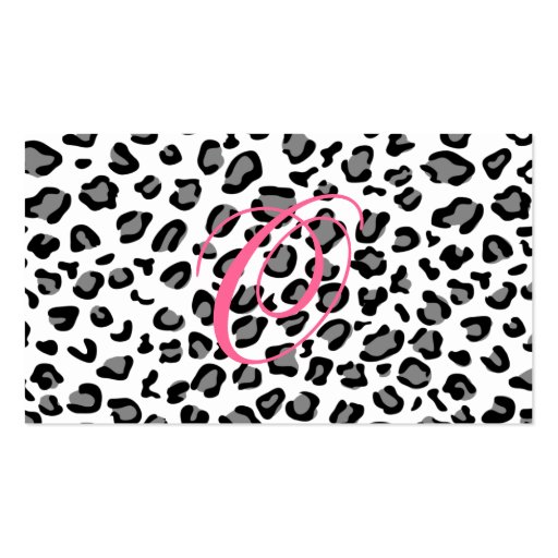 leopard print monogram business card template (front side)
