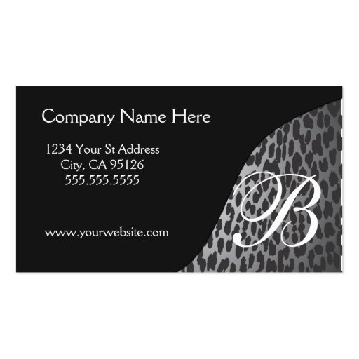 Leopard Print Monogram Business Cards (back side)