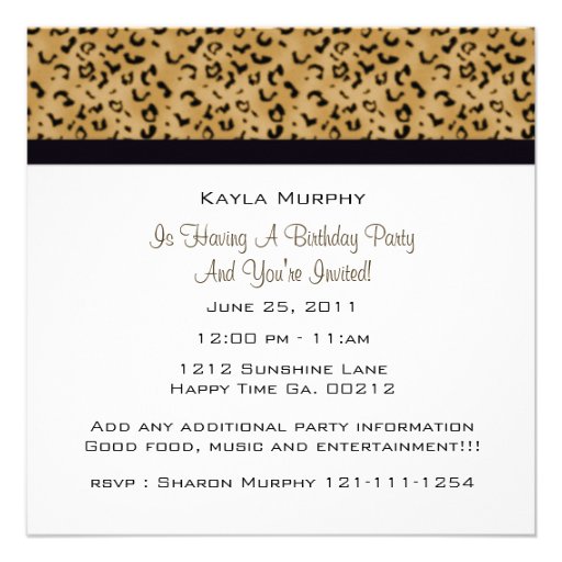 Leopard Print Party Invitations