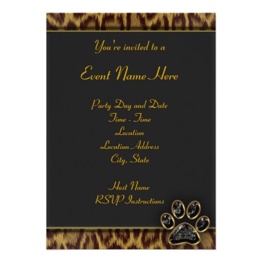 Leopard Print Party Template Custom Invitation