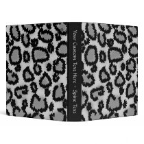 Leopard Print Pattern, Black and Gray. Vinyl Binder