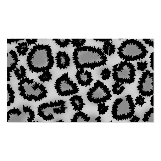 Leopard Print Pattern, Black and Gray. Business Card Template (front side)