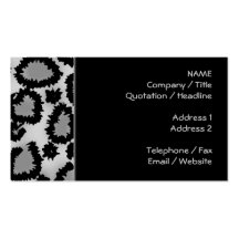 Leopard Print Pattern, Black and Gray. Business Cards
