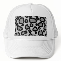 Leopard Print Pattern, Black and Gray. Mesh Hat