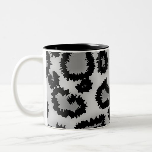 Leopard Print Pattern, Black and Gray. Mugs