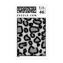 Leopard Print Pattern, Black and Gray. Postage