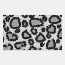 Leopard Print Pattern, Black and Gray. Rectangular Stickers