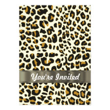 leopard print personalized invitations