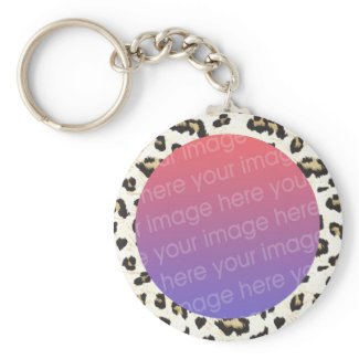 leopard print photo frame border keychain
