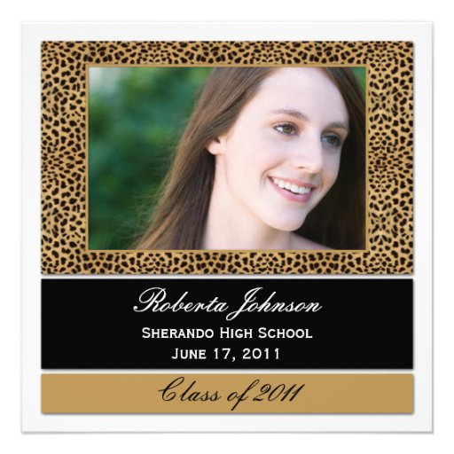 Leopard Print Photo Graduation Invitation