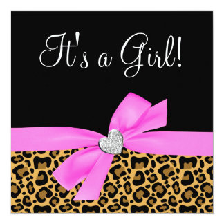 Pink Leopard Baby Shower Invitations & Announcements | Zazzle