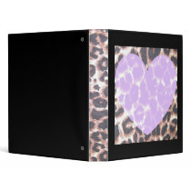 Leopard Print Pink Heart Binder