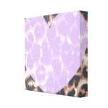 Leopard Print Pink Heart Canvas Print