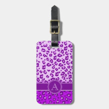 Leopard print purple monogram luggage tag