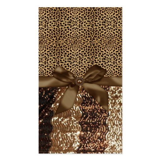 Leopard Print,Ribbon,Bow,Rhinestone Business Card (front side)